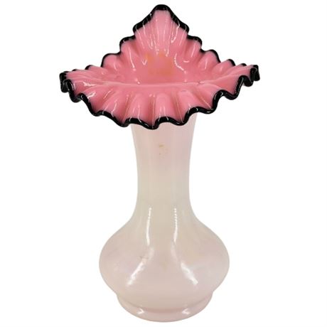 Vintage Fenton Black Rose Crest Jack in the Pulpit Ruffled Vase