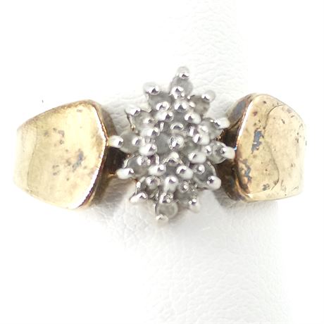 Gold-Plated Sterling 925 Silver Cluster Ring