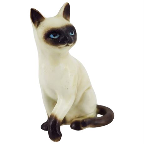 Vintage Miniature Ceramic Siamese Cat Figurine