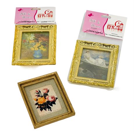 Miniature 1:12 Dollhouse Scale Tiny Framed Paintings