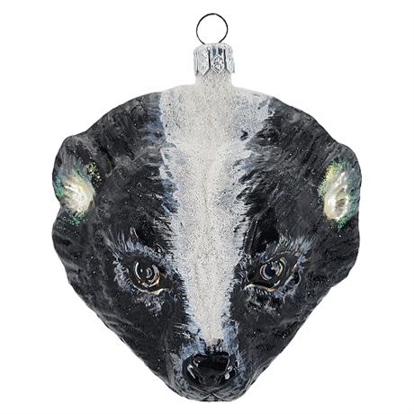 Slavic Treasures Poland Fine Blown Glass Skunk Head Ornament