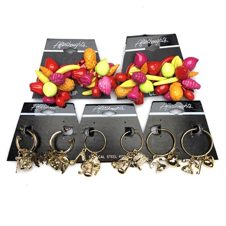 "After Thoughts" Colorful Fruit Earrings & Charm Hoop Earrings