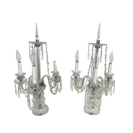 Pair of Crystal Candelabra Table Lamps