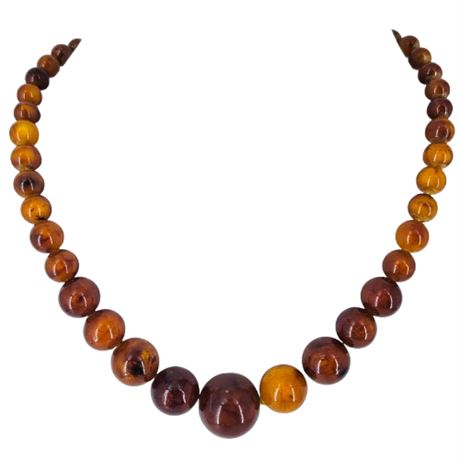 Vintage Plastic Amber Bead Necklace