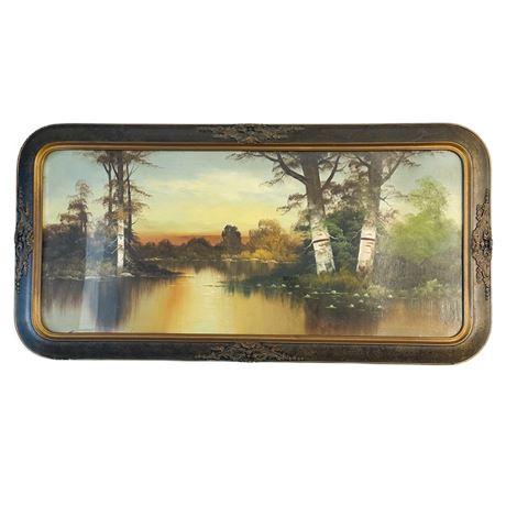 Antique Framed Woodland Landscape Original Oil Painting
