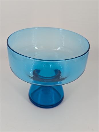 MCM 1970s Blue Glass Bowl Vase