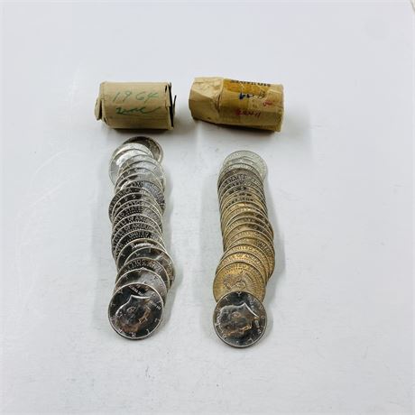 2 BU $10 Rolls 1964 Kennedy Half Dollars