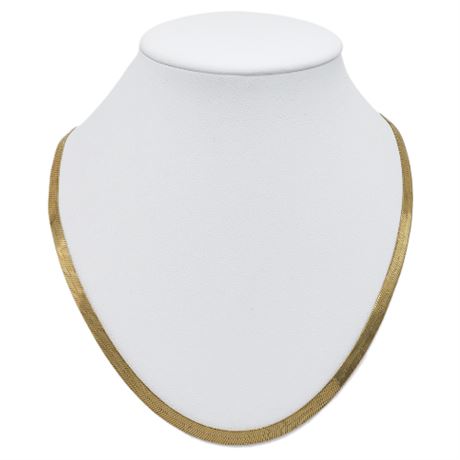 Vintage 20" Gold Tone 6mm Herringbone Chain Necklace