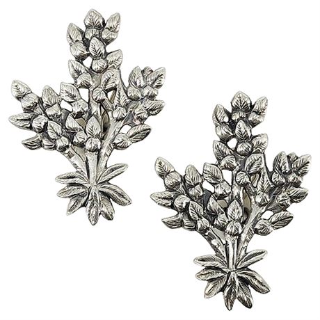 Signed Jeep Collins Sterling Silver Bluebonnet Clip Earrings