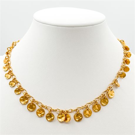 Vintage Gold Tone Dangle Chain Link Necklace