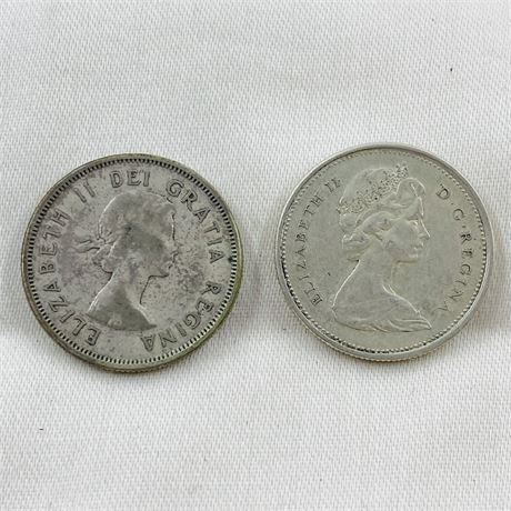 2 Canadian Silver Quarters