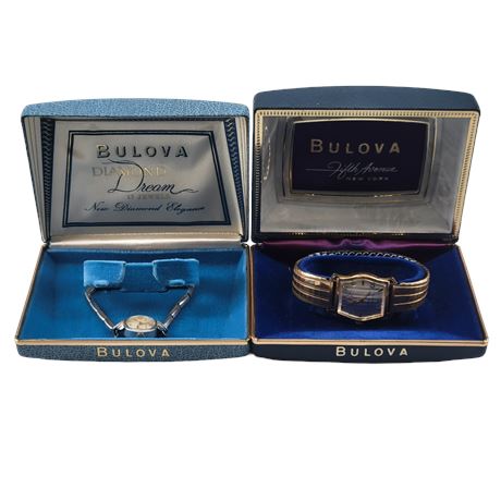 Pair of Bulova Watches in Cases