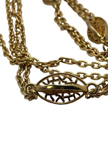 Art deco, goldtone long chain monet necklace Monet