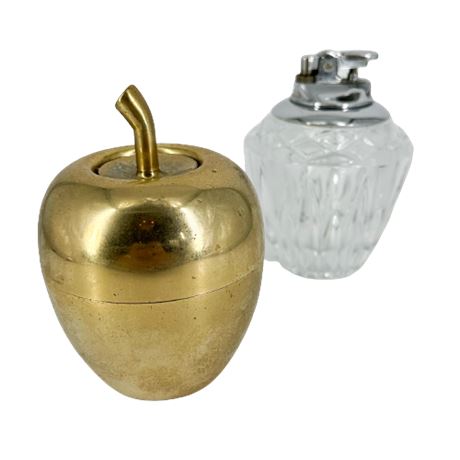 Vintage Brass & Crystal Table Lighters