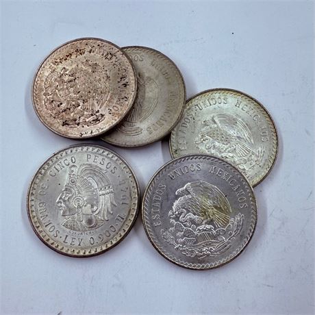 5 UNC 1948 Cuauhtemoc 5 Silver Pesos