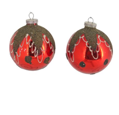 VTG Mercury & Mica Glass Ornaments, West Germany