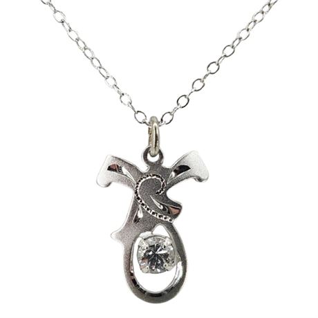 Vintage HEDY Sterling Silver Rhinestone Pendant Necklace
