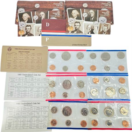 VTG Uncirculated Coin Sets, 1985, 1984