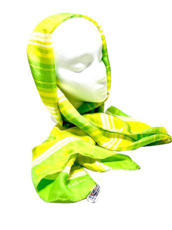 Vtg Silk Green and Yellow Echo Scarf - Made in Japan