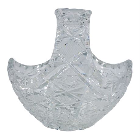 Vintage Bohemian Hand-Cut Lead Crystal Glass Starburst Basket