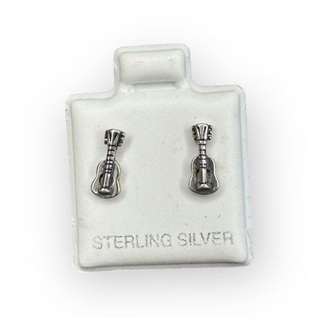 Sterling Silver Guitar Earrings