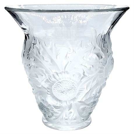 Signed Vintage  Verlys "Alpine Thistle" Frosted Crystal Vase
