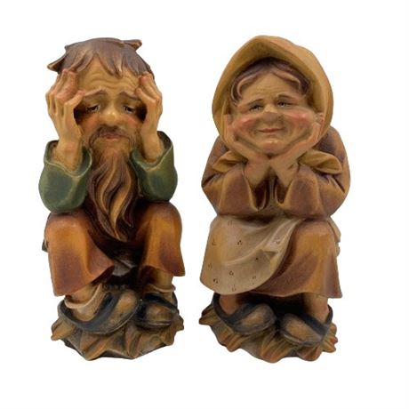 Holzbildhauer Rucker Wooden Man and Woman Carved Figures