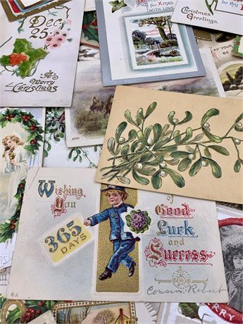 34 Antique to Vintage Christmas & New Year Holiday Postcards