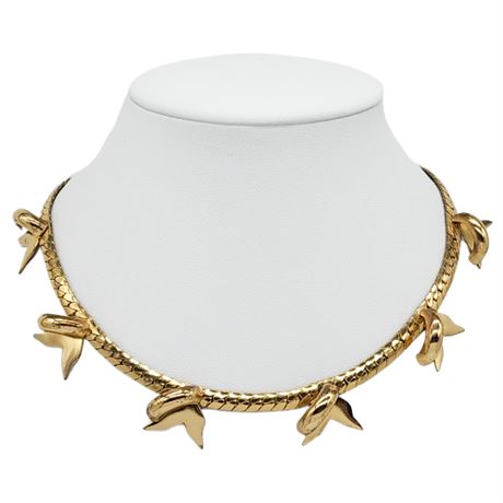 Vintage Gold Tone Abstract Accents Chain Necklace