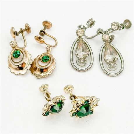 Lot of Vintage Rhinestone Dangle Earrings