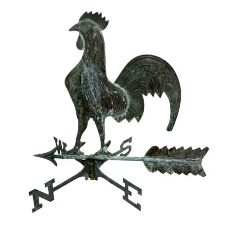 Antique American Copper Rooster Weathervane