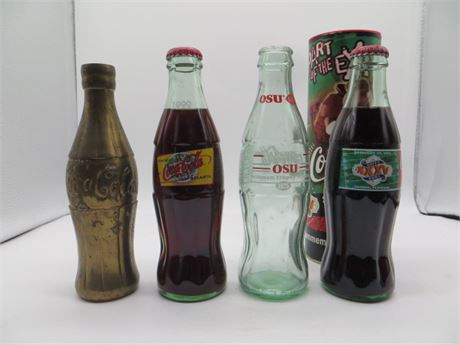 4 Coca Cola Bottles 1 Brass