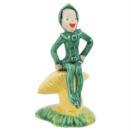 Vintage Millesan Drews Pixie Elf on Mushroom Figurine