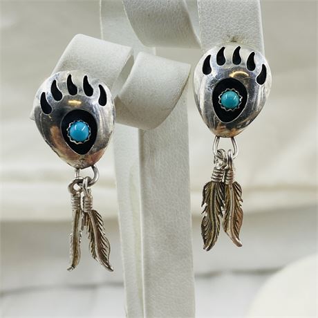 Vtg 5g Navajo Sterling Earrings
