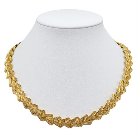 Vintage Gold Tone Braid Link Necklace