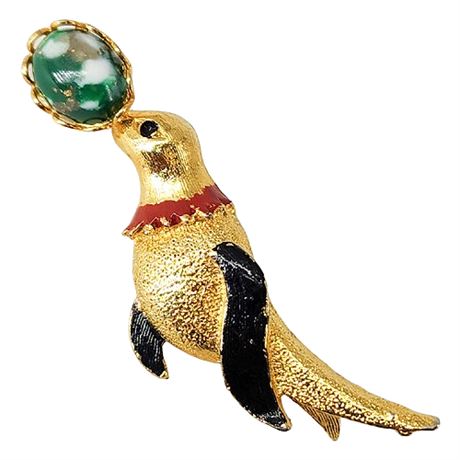 Vintage Circus Seal Brooch
