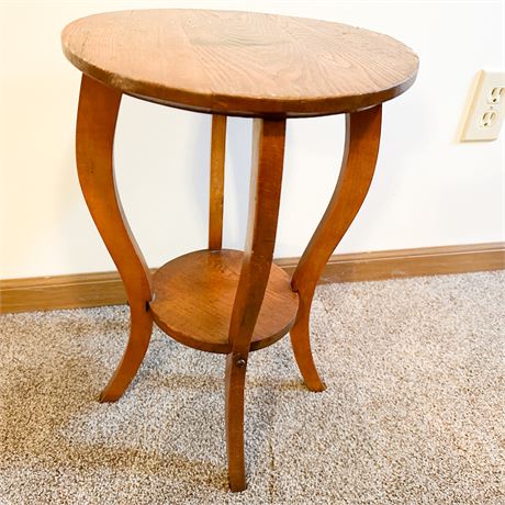 Vintage Oak Plant Stand/ Accent Table