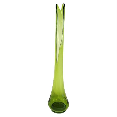 Mid-Century L.E. Smith Simplicity Green 24" Swung Glass Vase
