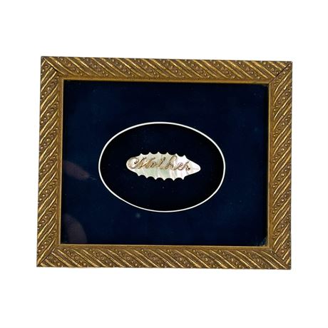 Vintage Framed Mother of Pearl "Mother" Pin Circa 1920's