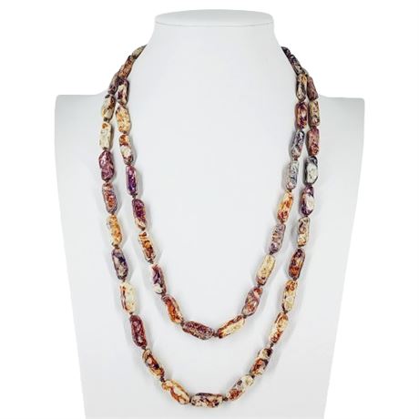 Vintage Marbled Art Glass Beaded Necklace