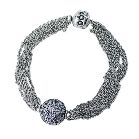 PANDORA Sterling Multi-Strand One Station Clip Capture Bracelet COSMIC STARS