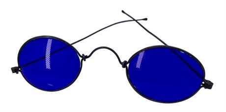 Antique Victorian era Cobalt Blue Wire Frame Carriage Sunglasses