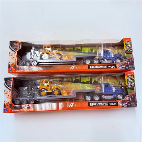 2 New 1:43 Kenworth W900 Truck + Trailers