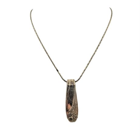 Vintage Silver Tone Spoon Charm Necklace