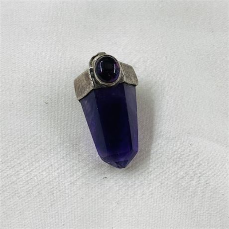 11.12 Mexico Sterling + HUGE Amethyst Pendant