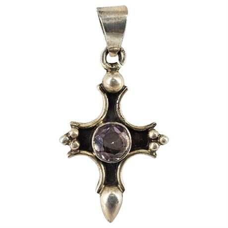 Sterling Silver Amethyst Cross Pendant