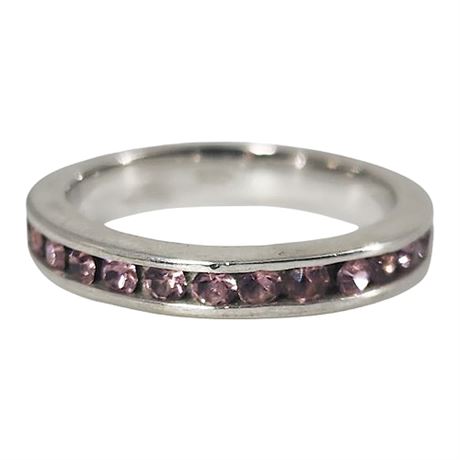Sterling Silver Pale Pink Crystal Infinity Band Ring, Sz 5.5