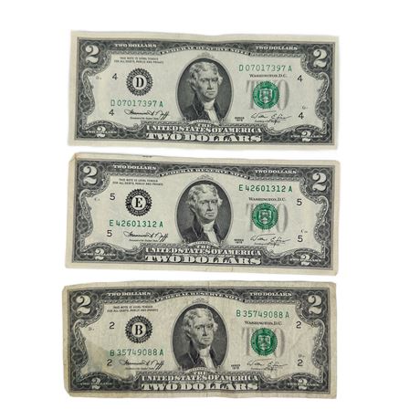 Lot of 3 Vintage $2 Bills