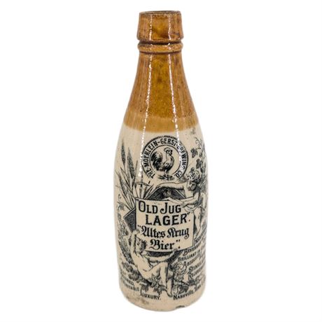 Antique Moerlein-Gerst Old Jug Lager Stoneware Beer Bottle Nashville TN