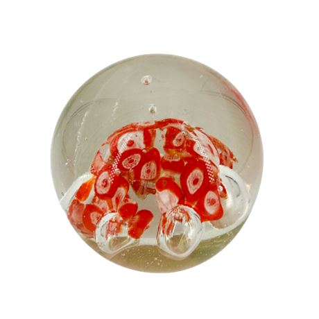 Red Abstract Art Glass Paperweight